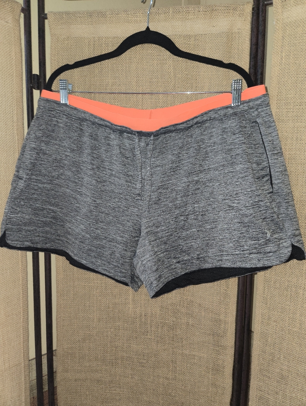 Women's Old Navy Active  Gray Pink Active Shorts with Coral Waistband XL